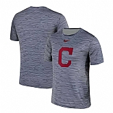 Cleveland Indians Gray Black Striped Logo Performance T-Shirt,baseball caps,new era cap wholesale,wholesale hats